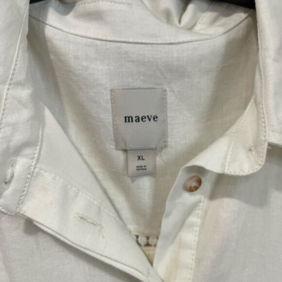 Anthropologie Maeve White Linen Blend Tiered Mini Dress Boho Resort Coastal XL - Picture 9 of 10